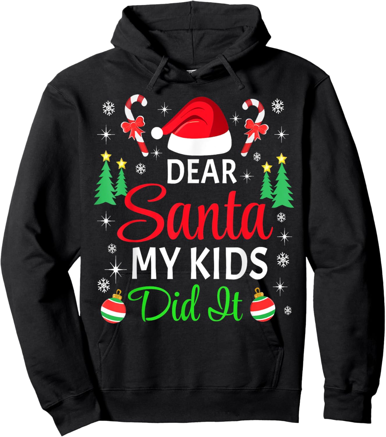 Dear Santa My Kids Did It Matching Family Christmas Pajama Hoodie - Hoodie | Black