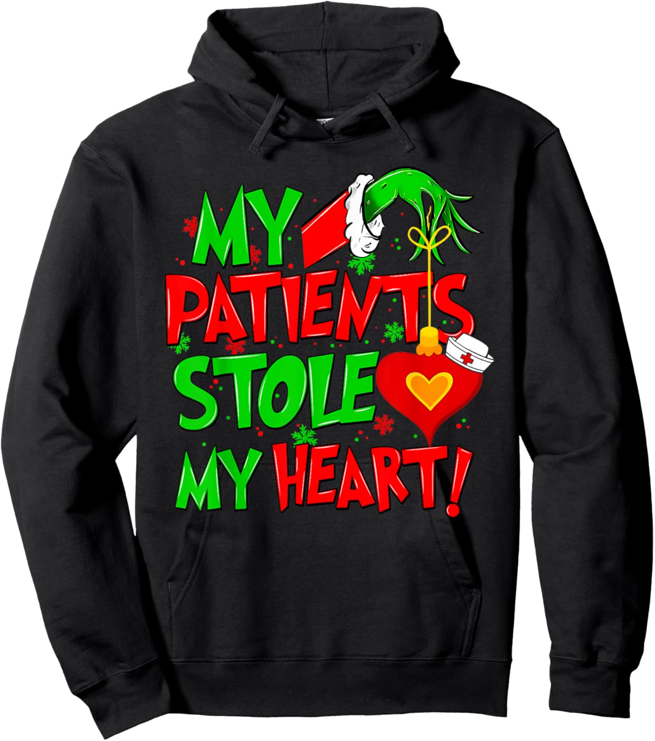 My Patients Stole My Heart Merry Christmas Xmas Nurse Doctor Hoodie - Hoodie | Black