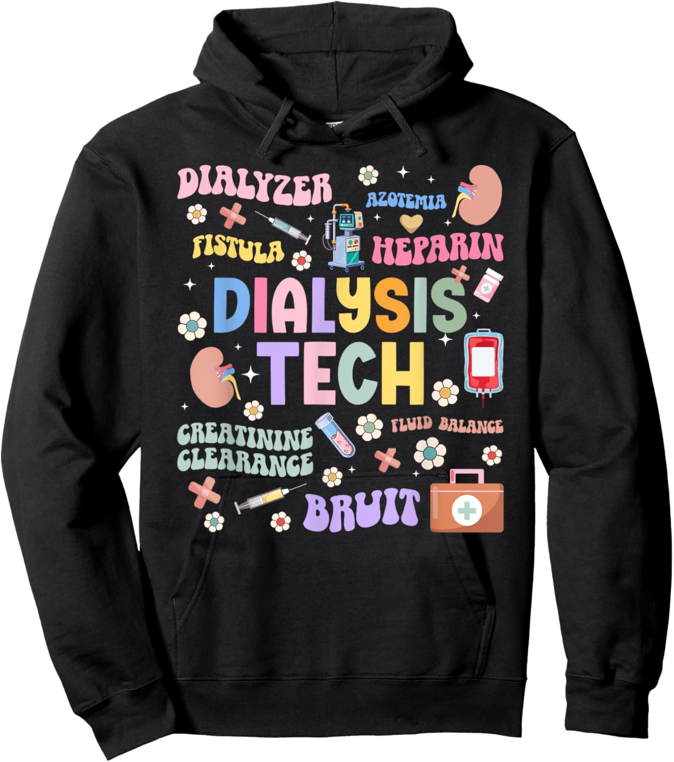Dialysis Tech Appreciation Groovy Dialysis Technician Hoodie - Hoodie | Black