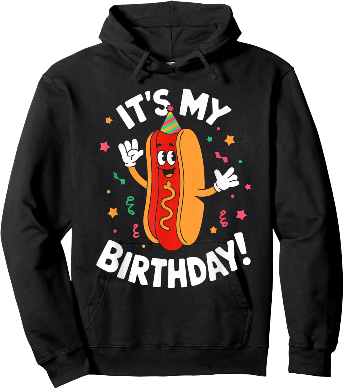 It's My Birthday Hotdog Sandwich Bday Party Boys Girls Kids Hoodie - Hoodie | Black