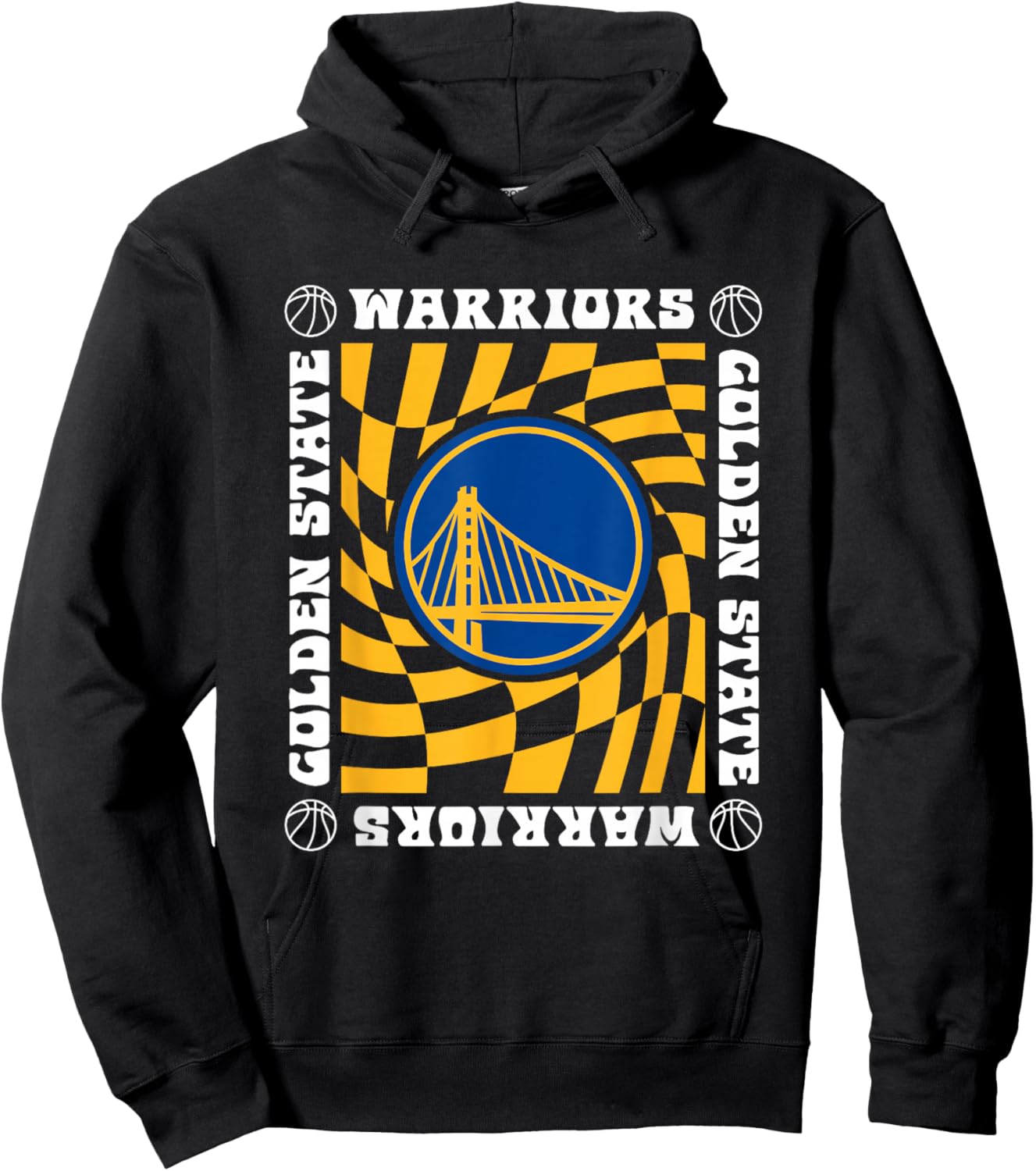 NBA Golden State Warriors Retro Checkerboard Wave Hoodie - Hoodie | Black