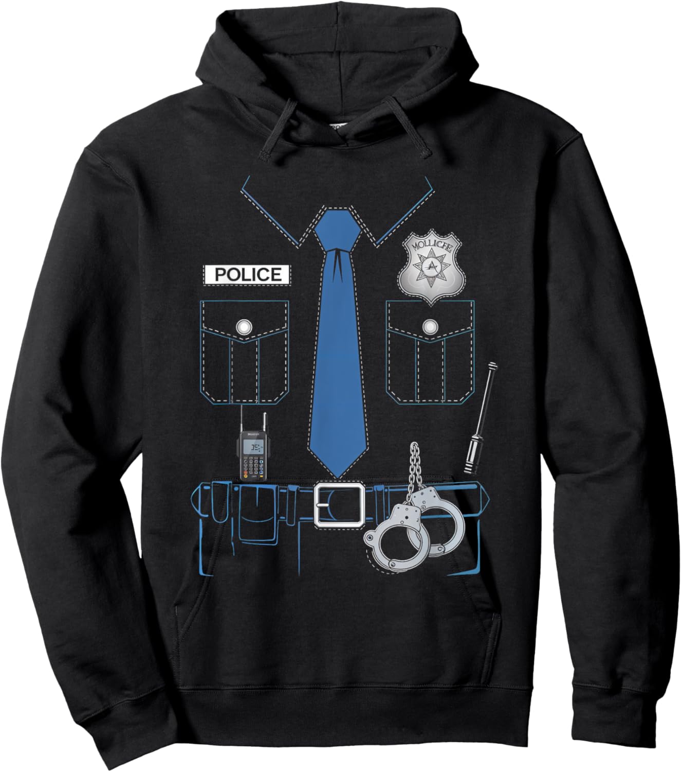 Police Officer Costume Police Uniform Kids Adults Hoodie - Hoodie | Black
