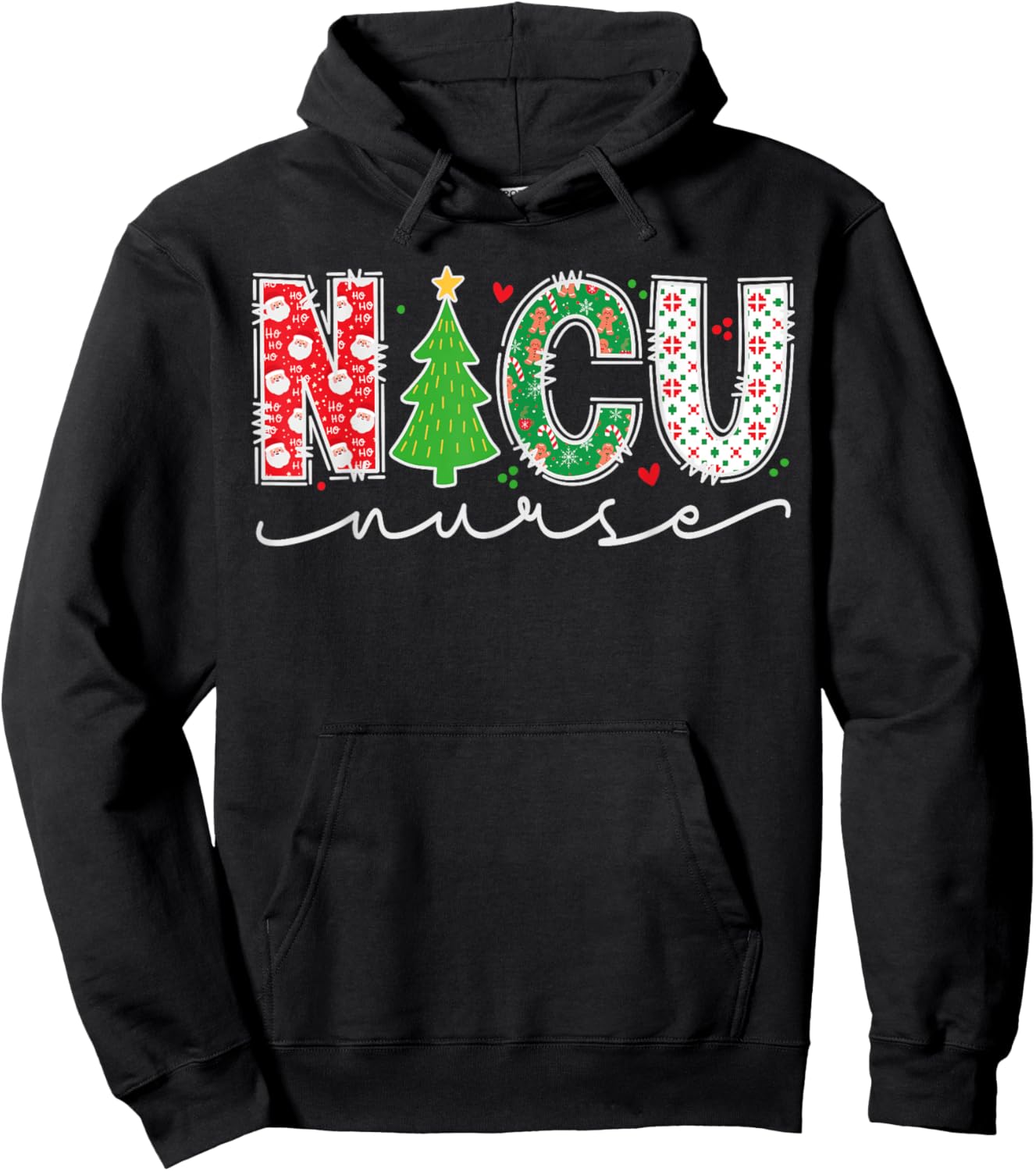 NICU Nurse Christmas Neonatal Intensive Care Unit Nurse Xmas Hoodie - Hoodie | Black