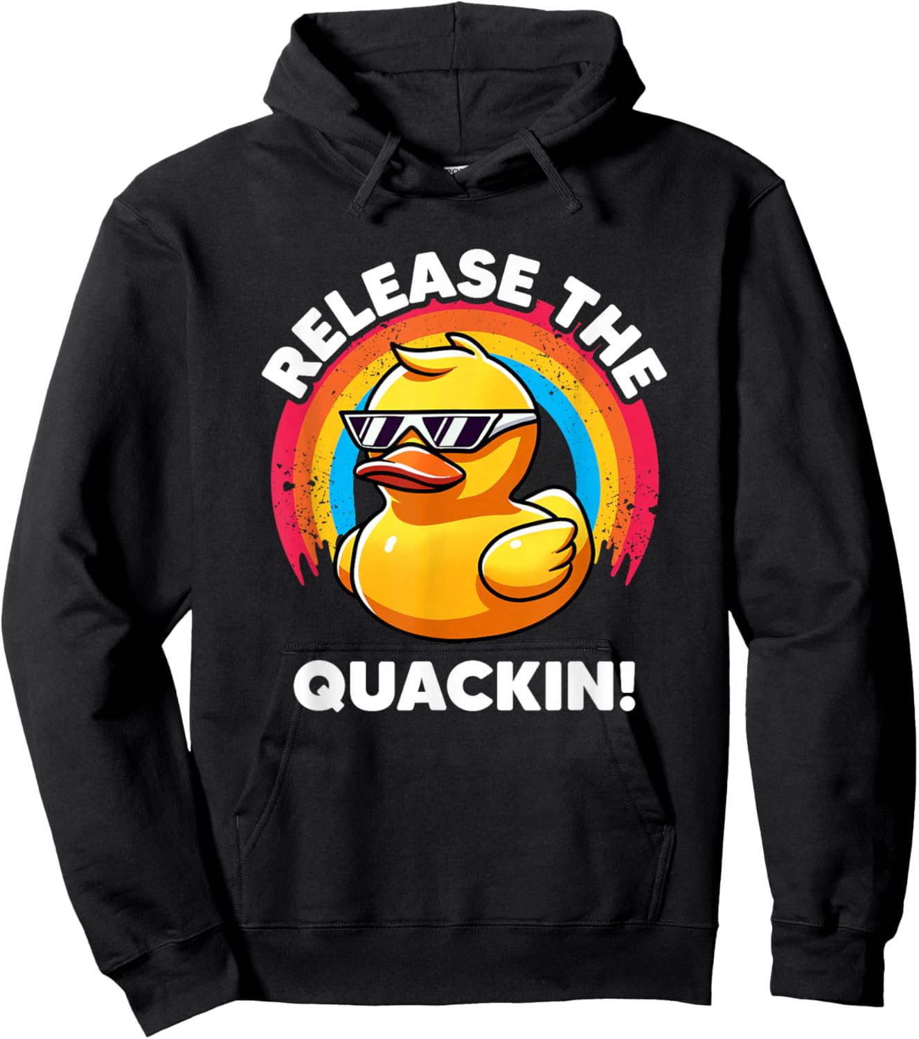 Release The Quackin I Love Duck Lovers Funny Yellow Duck Hoodie - Hoodie | Black