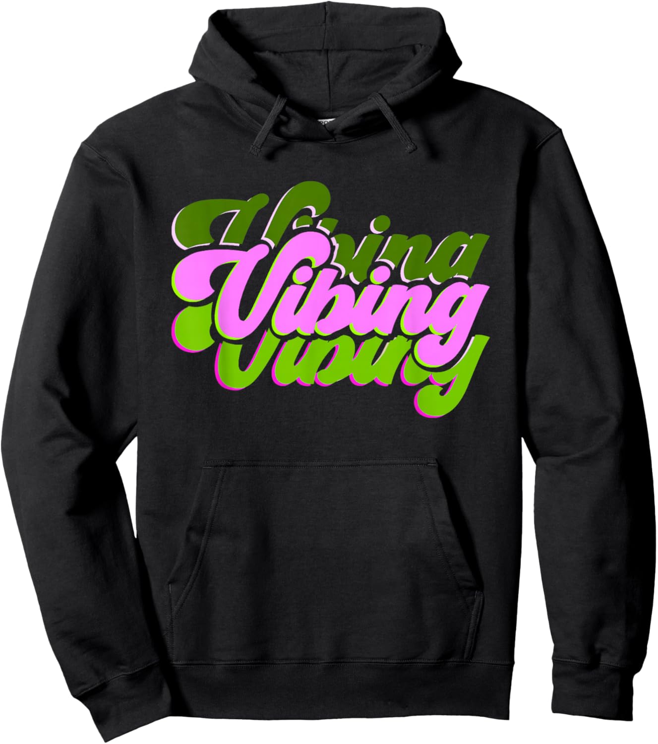 Pink and Green Vibing V2 Green and Pink Graphic Hoodie - Hoodie | Black