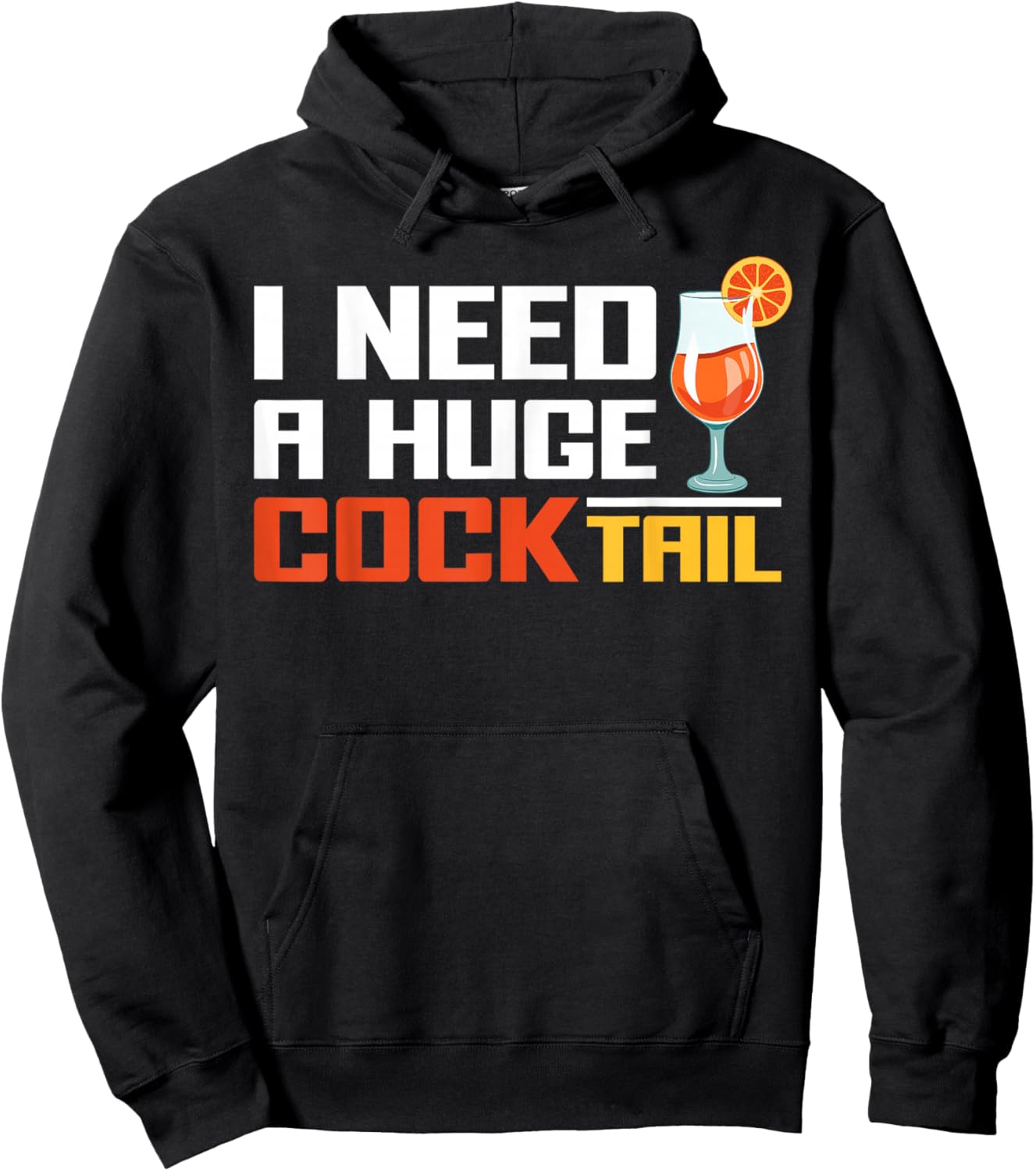 Funny Inappropriate Christmas Girls Trips Parties - I Need A Huge Cocktail Fun Adult Humour Women's Embarrassing - Black, Small Hoodie - Hoodie | Black