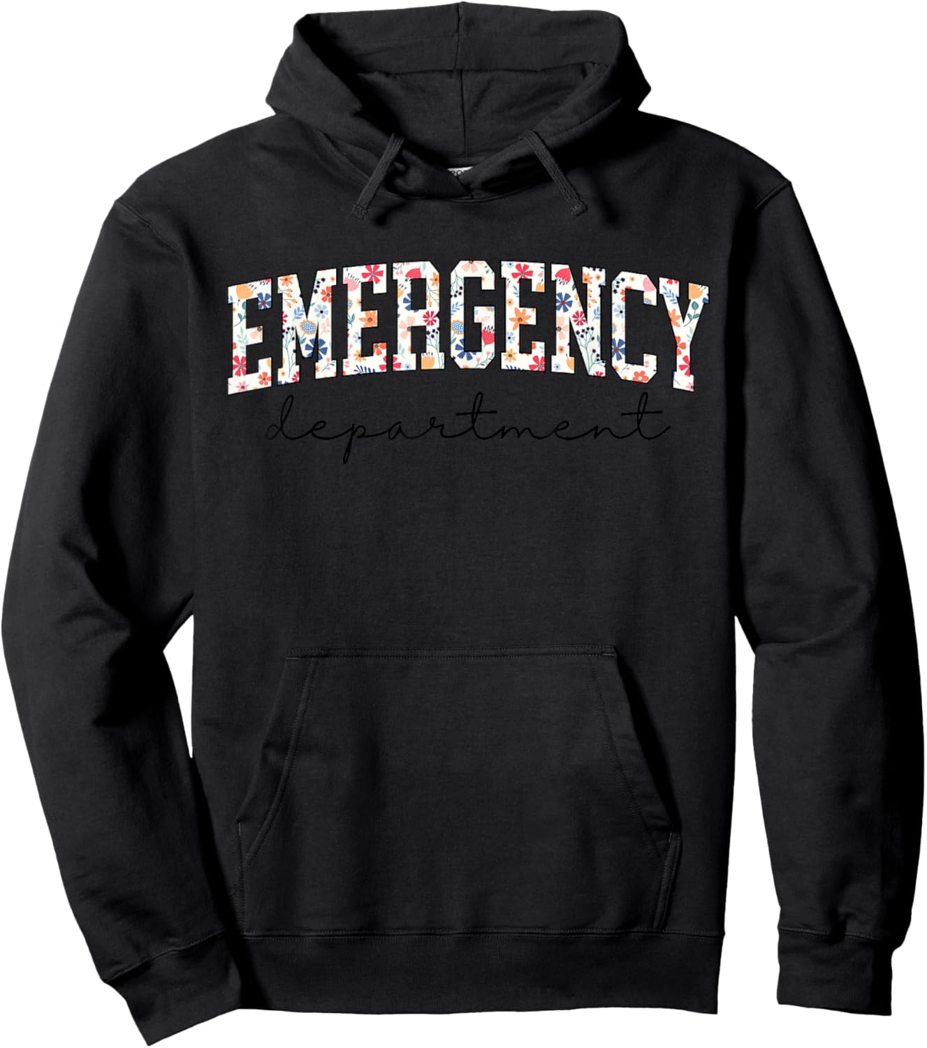 Floral ER Nurse Emergency Department Emergency Room RN Hoodie - Hoodie | Black