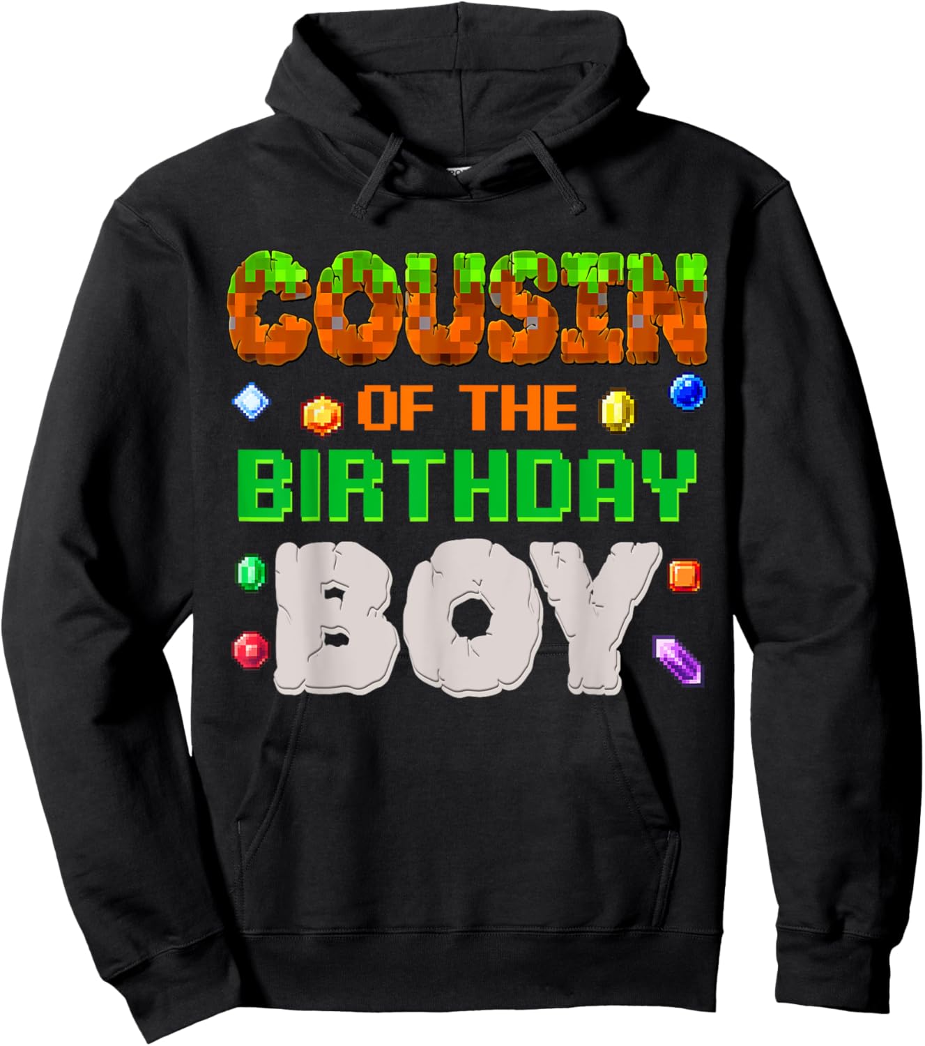 Cousin Of The Birthday Boy Video Gamer Black Boys' Birthday Pixel Number Hoodie - Hoodie | Black