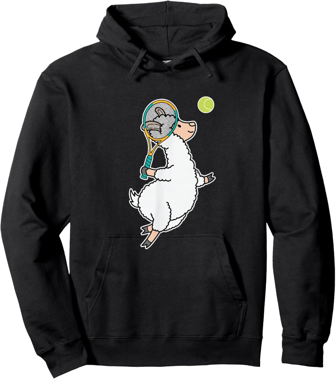 Llama plays Tennis Hoodie - Hoodie | Black
