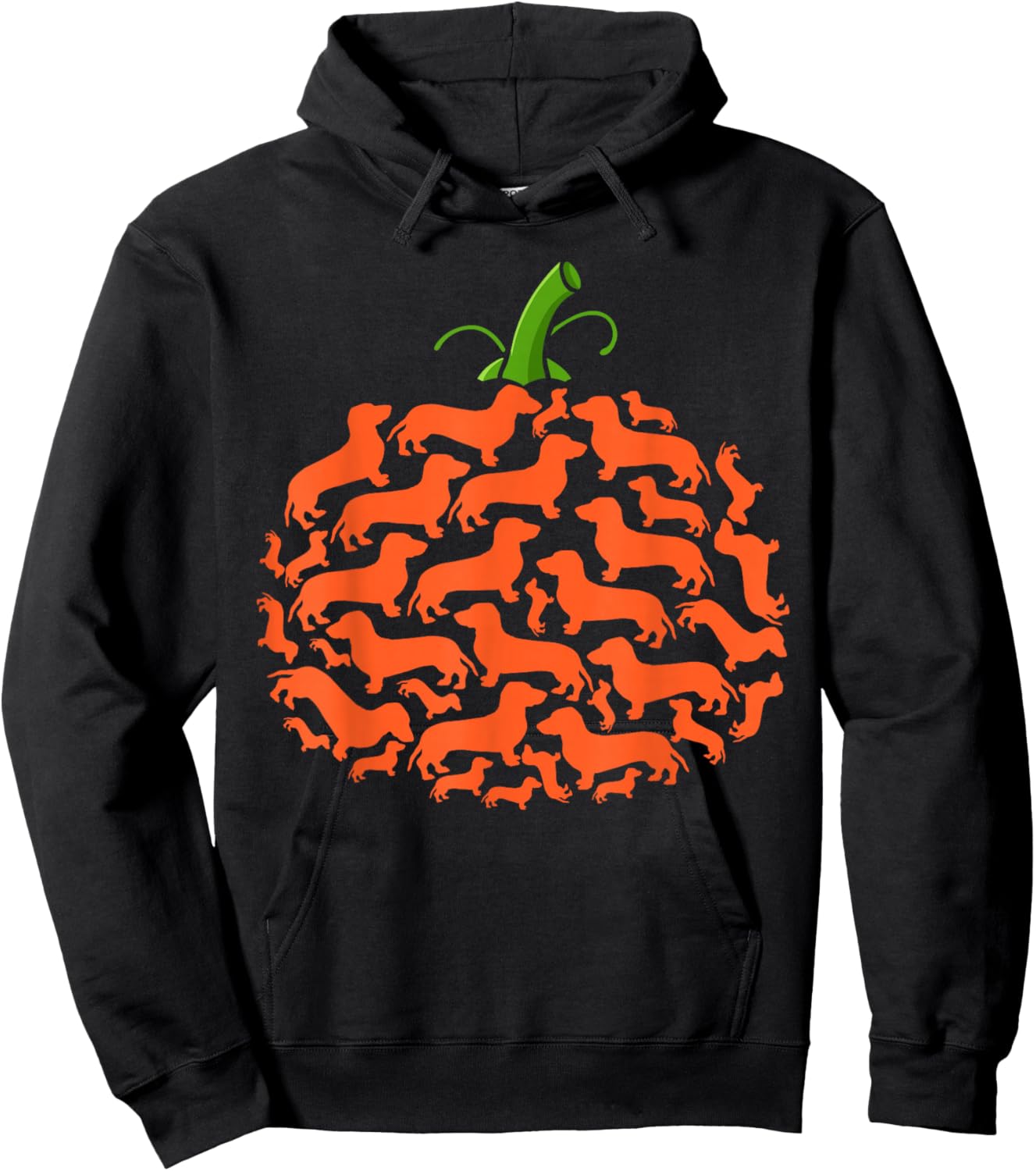 Dachshund Pumpkin Shape Plaid Leopard Dog Autumn Halloween Hoodie - Hoodie | Black