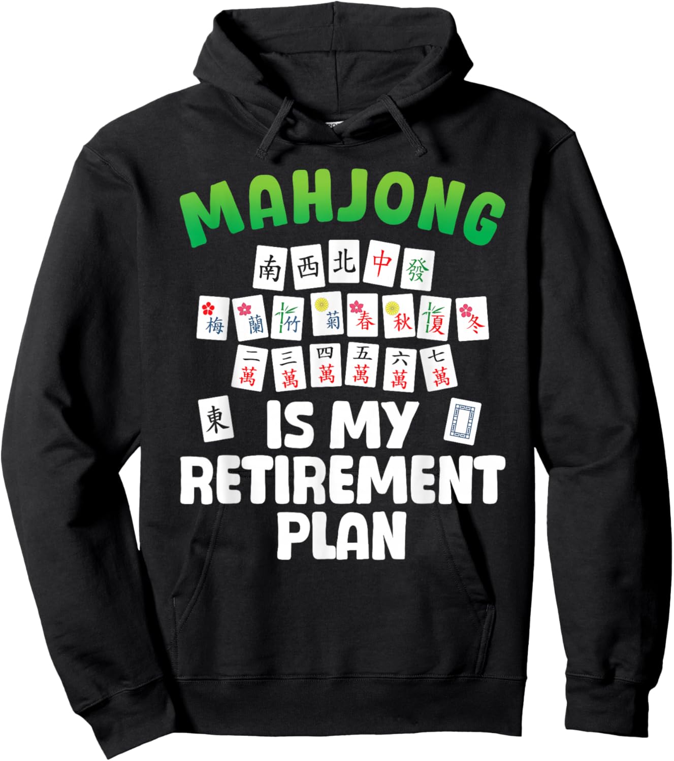 Funny Mahjong Art Women Retirement Mahjong Player Hoodie - Hoodie | Black