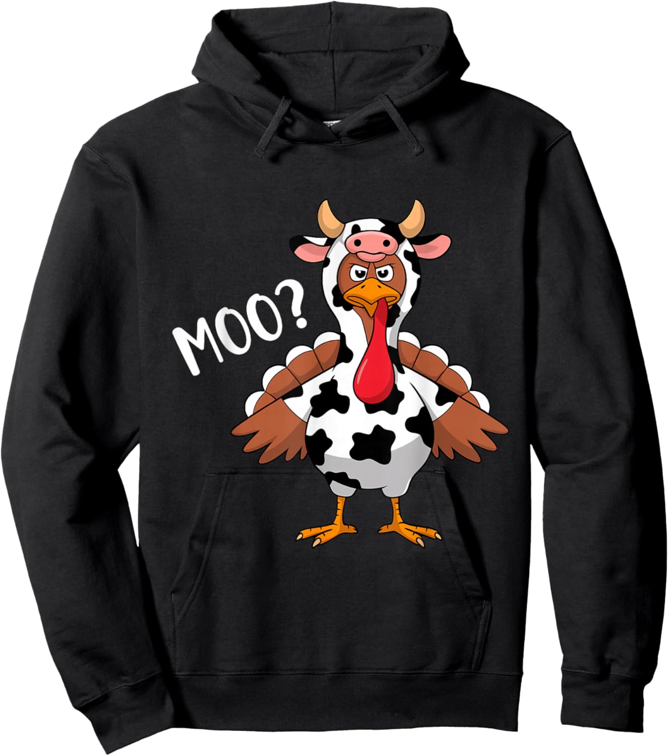 Turkey Moo Funny Thanksgiving Men Women Hoodie - Hoodie | Black