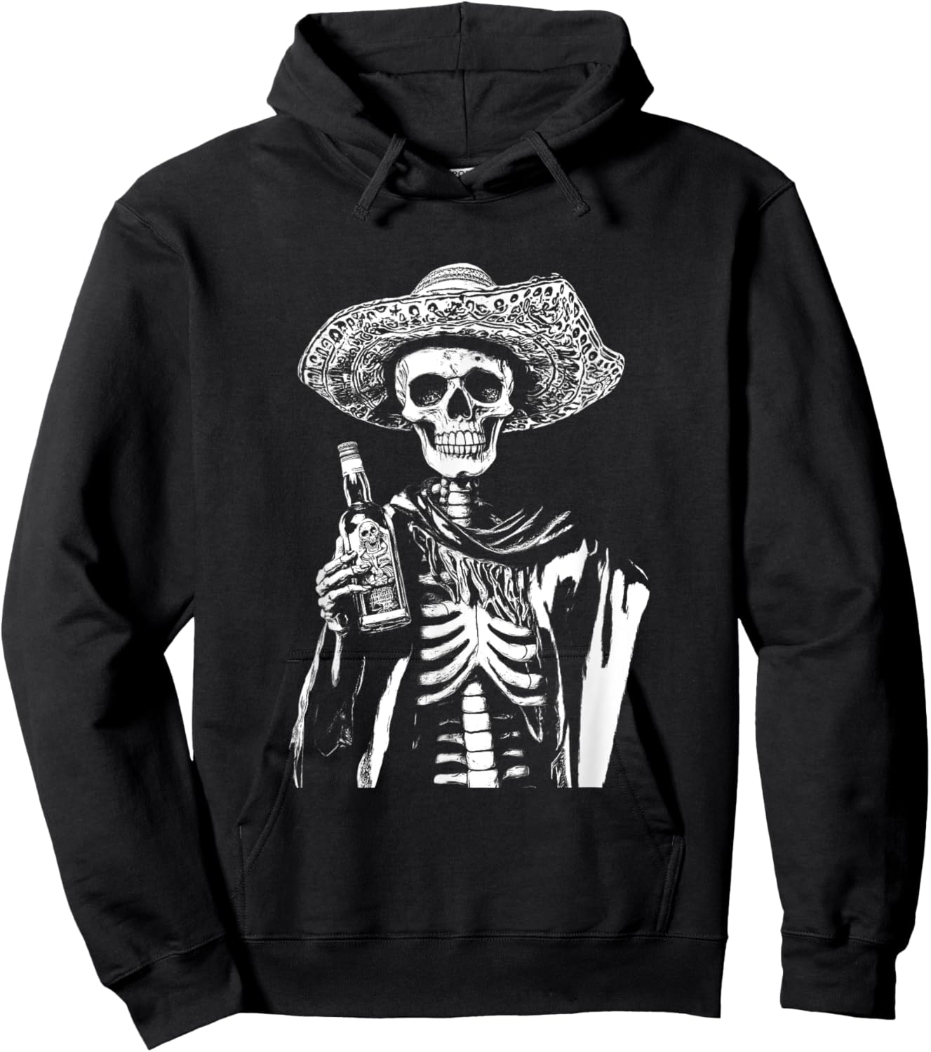 Vintage Skeleton Tequila Mexico Dia De Los Muertos Mexican Hoodie - Hoodie | Black