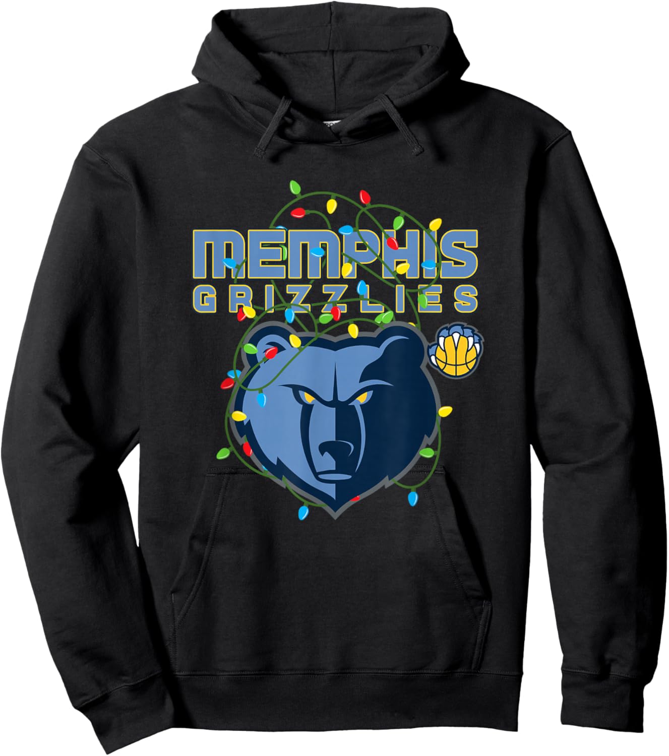 NBA Memphis Grizzlies Christmas Lights Holiday Hoodie - Hoodie | Black