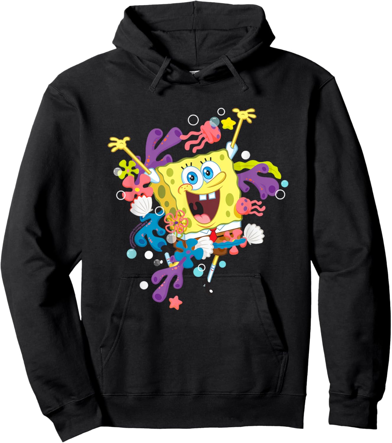 SpongeBob SquarePants Corals Flowers & Jellyfish Portrait Hoodie - Hoodie | Black