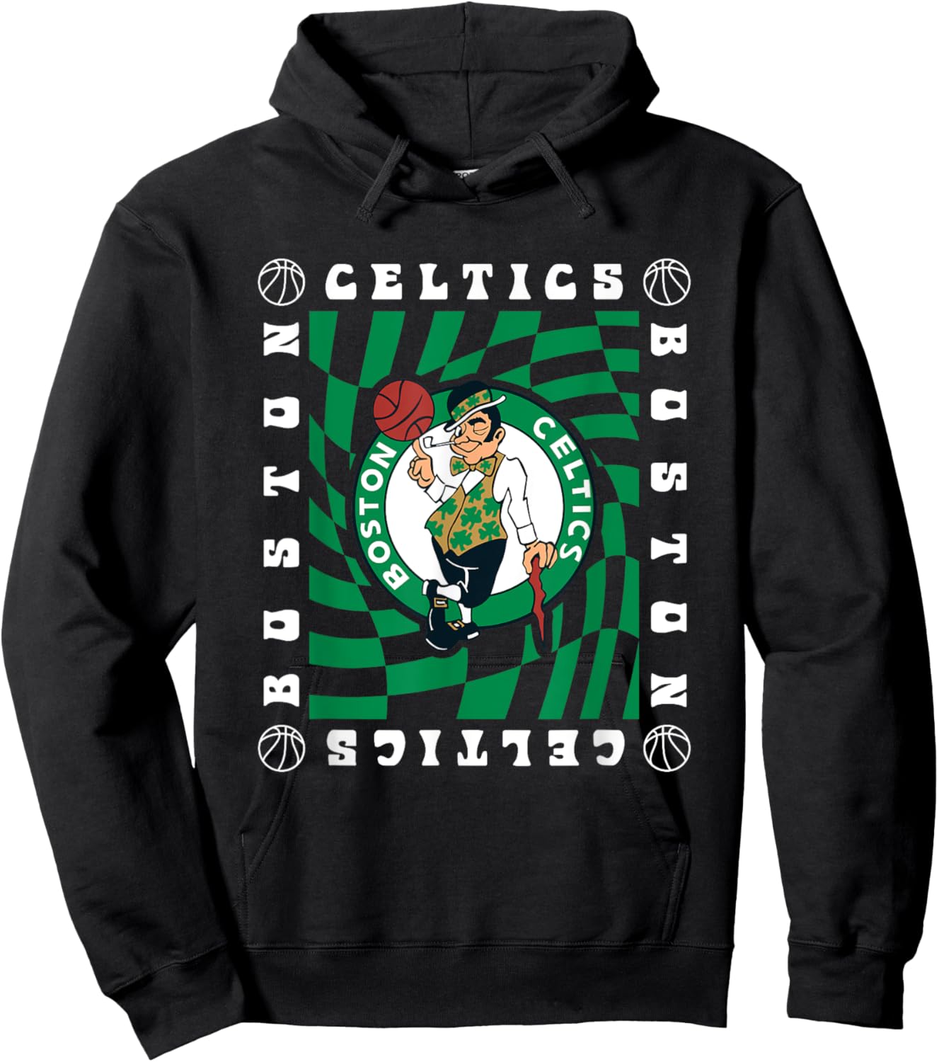 NBA Boston Celtics Retro Checkerboard Wave Hoodie - Hoodie | Black