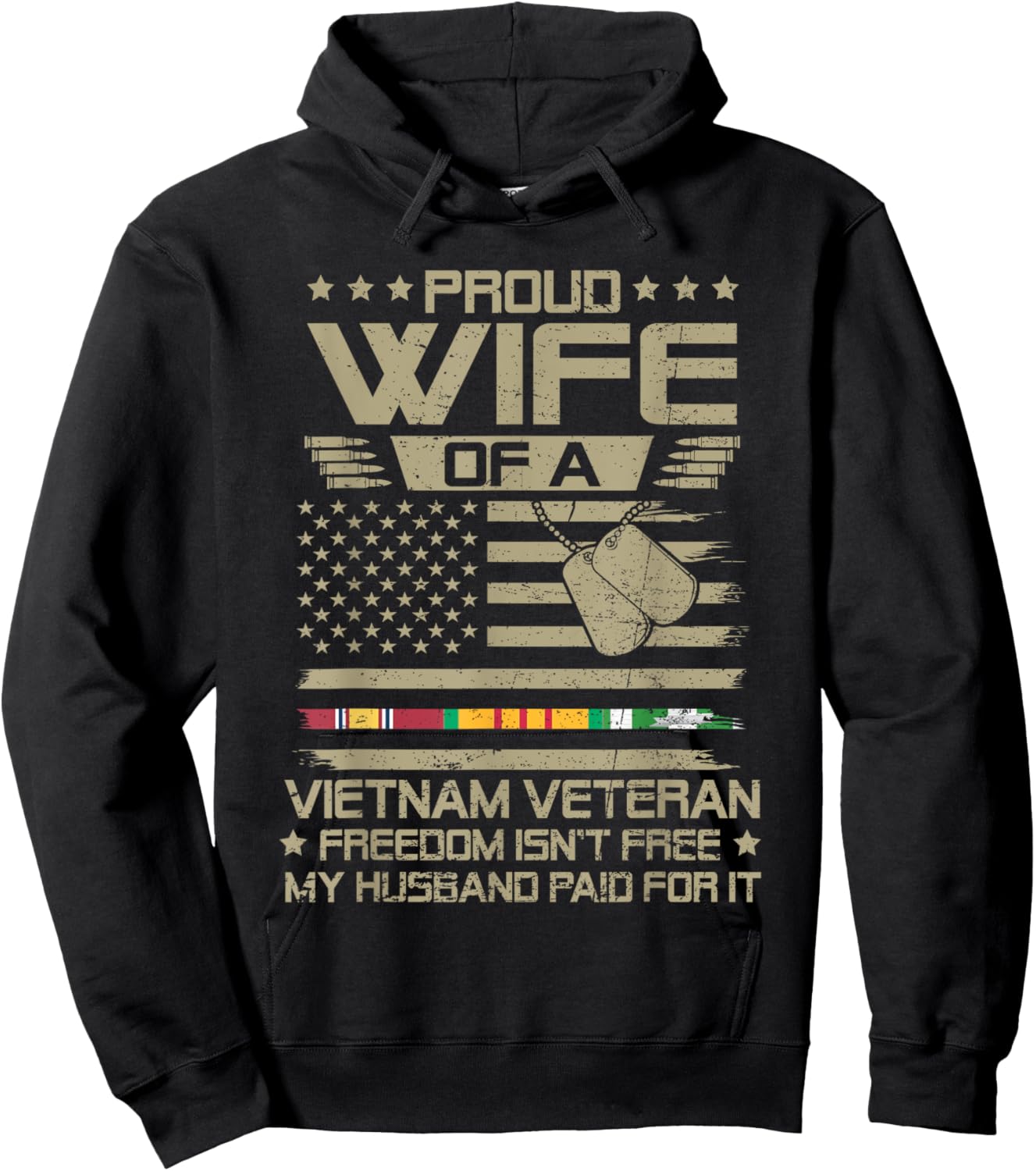 Proud Wife Of Vietnam Veteran My Husband Paid For Freedom Hoodie - Hoodie | Black