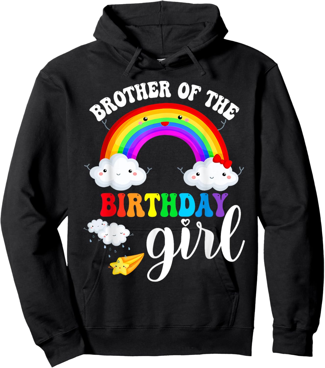 Brother of The Birthday Girl Rainbow B-Day Matching Family Hoodie - Hoodie | Black
