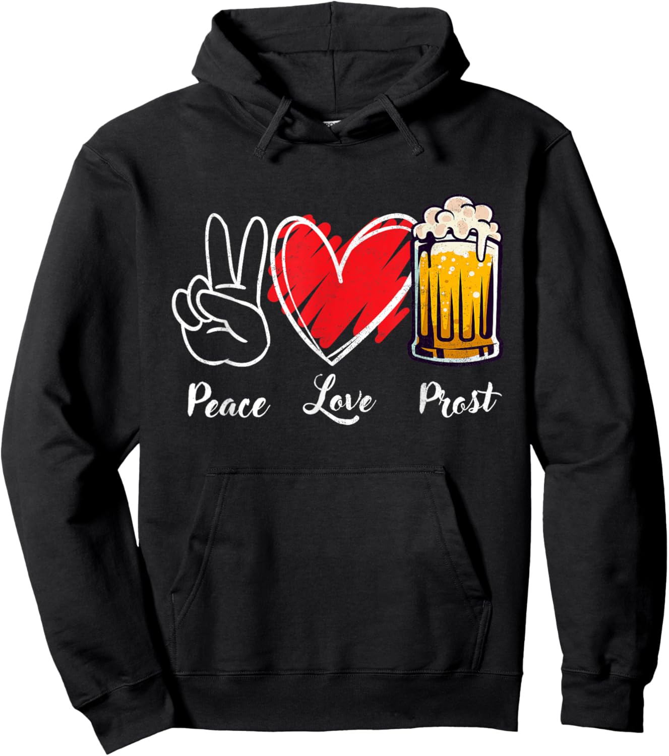 Peace Love Prost Oktoberfest Funny German Men Women Kid Hoodie - Hoodie | Black