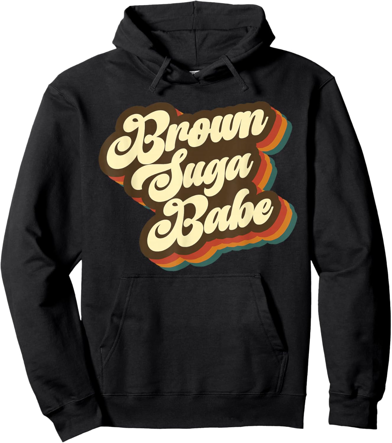 Brown Suga Babe Afro Woman Vintage 70s 80s Hoodie - Hoodie | Black