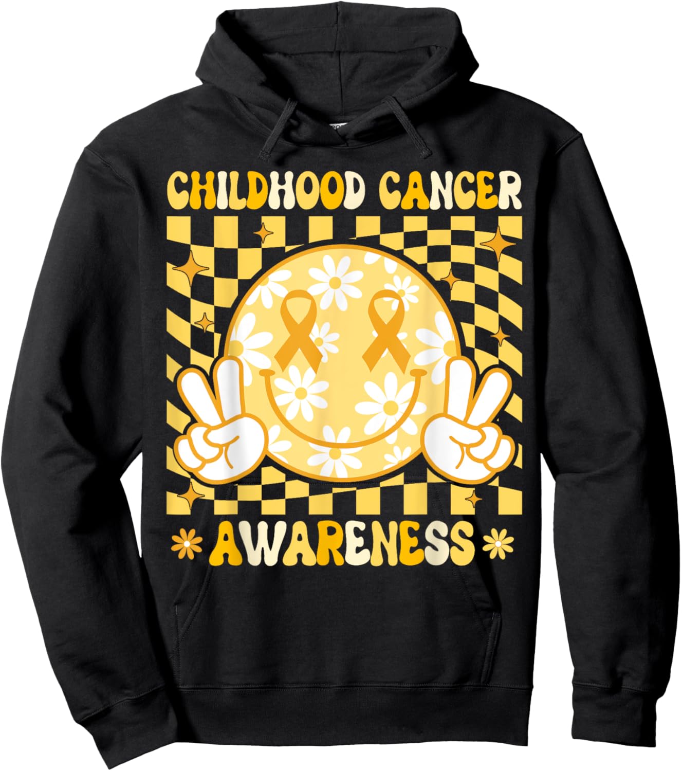 We Wear Gold For Childhood Cancer Awareness Month Smile Face Hoodie - Hoodie | Black