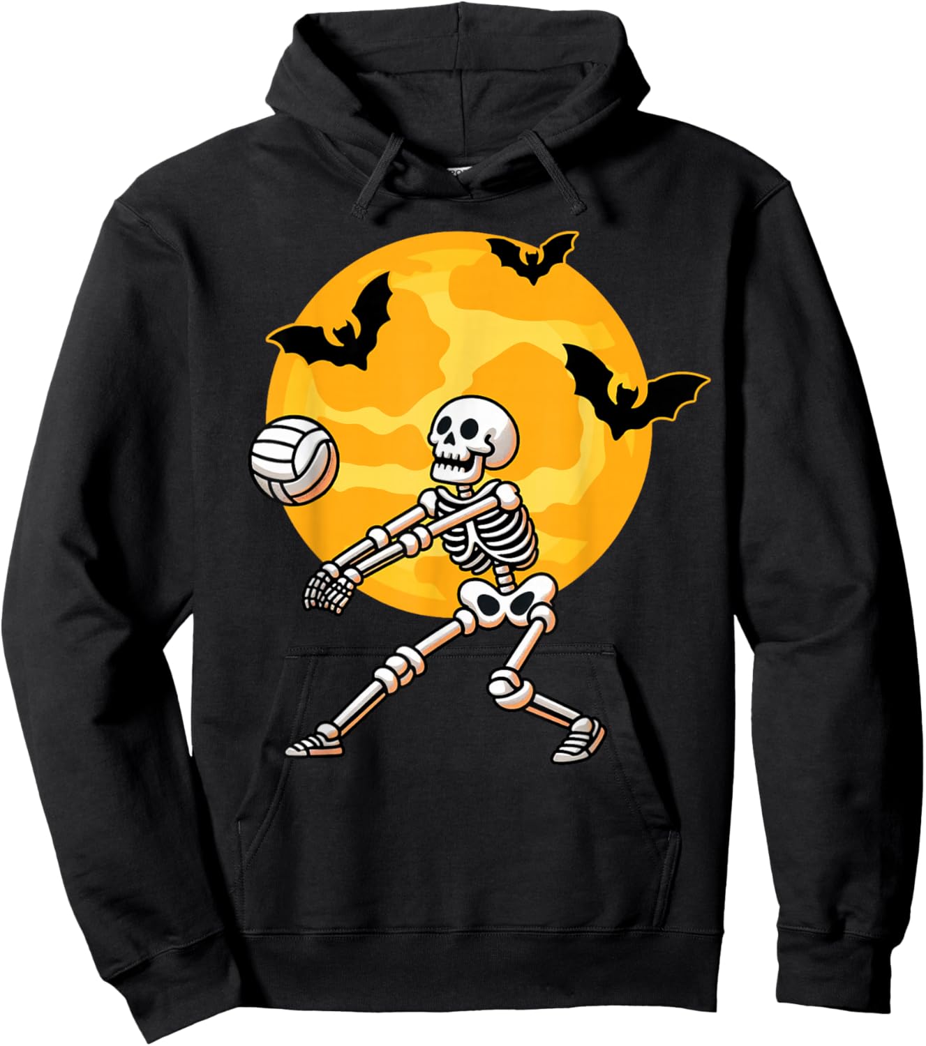 Volleyball Skeleton Halloween Men Boys Volleyball Player Hoodie - Hoodie | Black