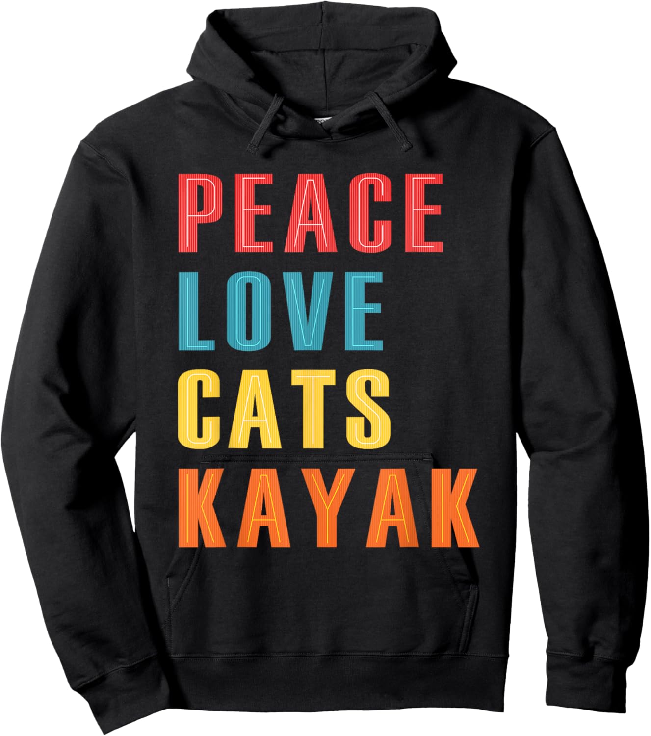 Peace Love Cats Kayak Funny Kayaking Boating Cat Enthusiasts Hoodie - Hoodie | Black