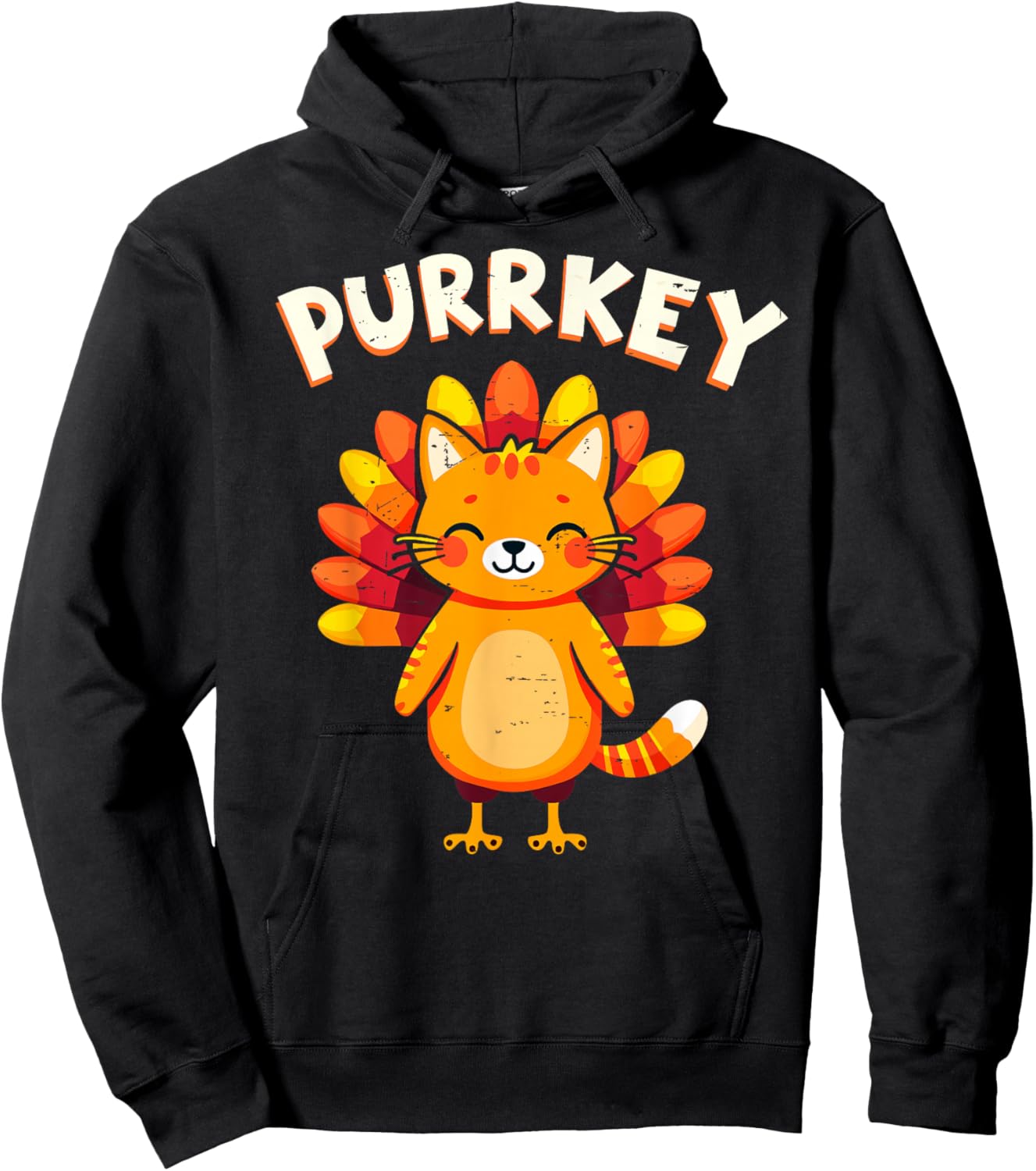 Funny Purrkey Turkey Cat Thanksgiving Day Cats Lover Cat Mom Hoodie - Hoodie | Black