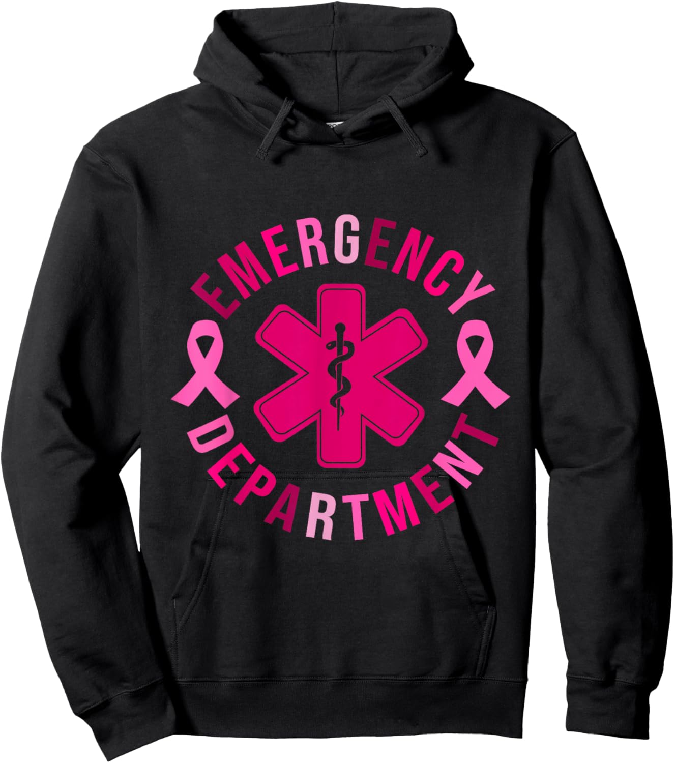 Emergency Department Emergency Room Nurse Breast Cancer Hoodie - Hoodie | Black