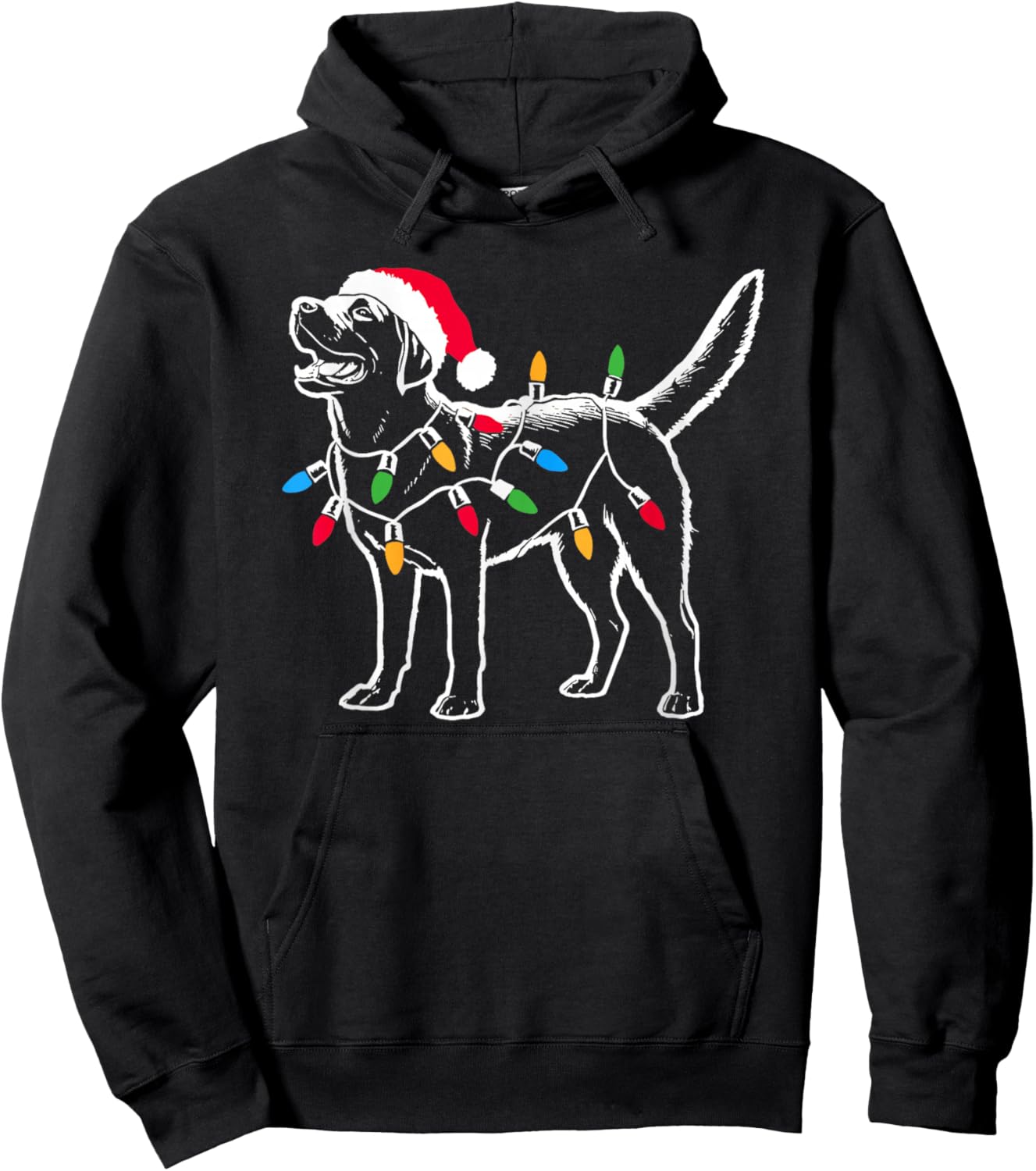 Funny Santa Labrador Retriever Christmas Lights Dog Lover Hoodie - Hoodie | Black