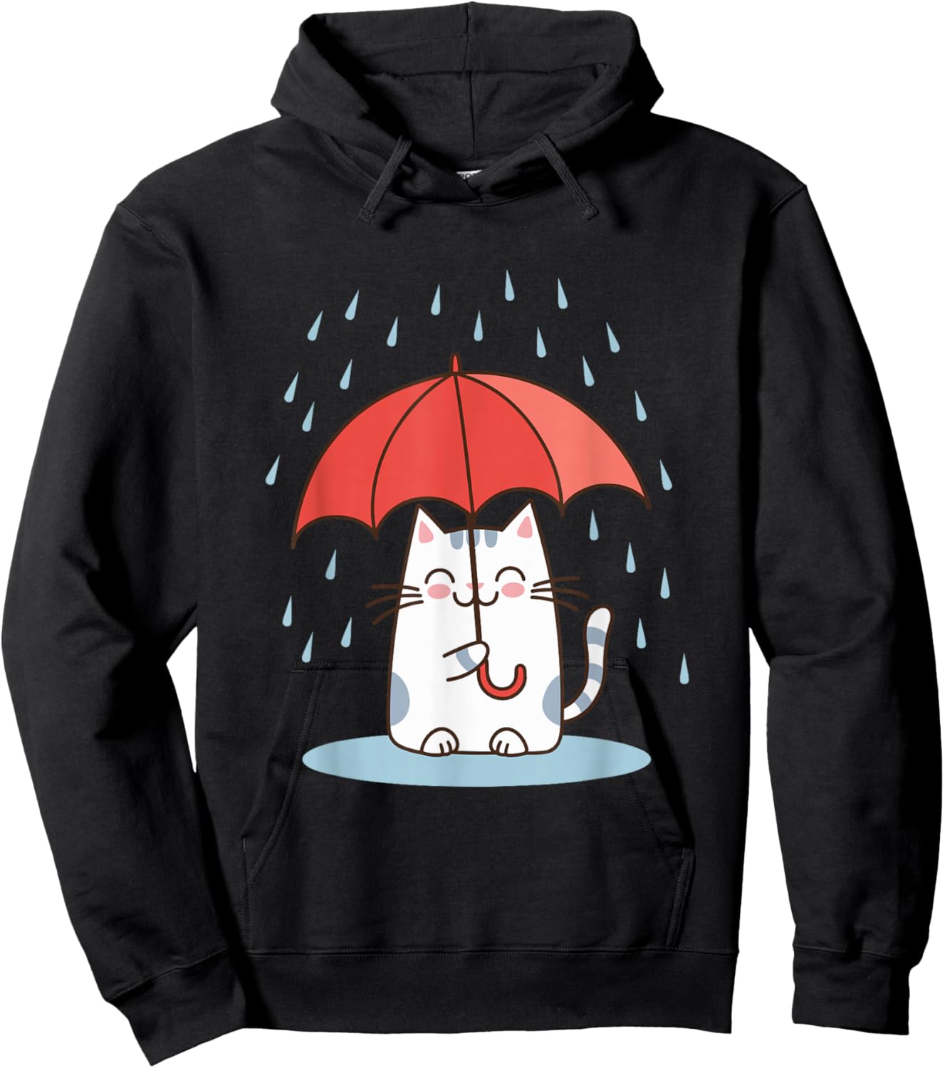 Raining Cat Under Umbrella Autumn Cat Hoodie - Hoodie | Black