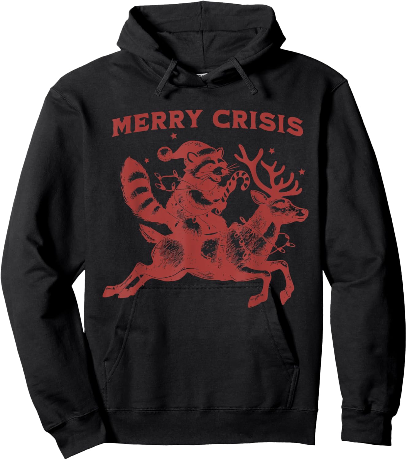Merry Crisis Funny Xmas Christmas Hoodie - Hoodie | Black