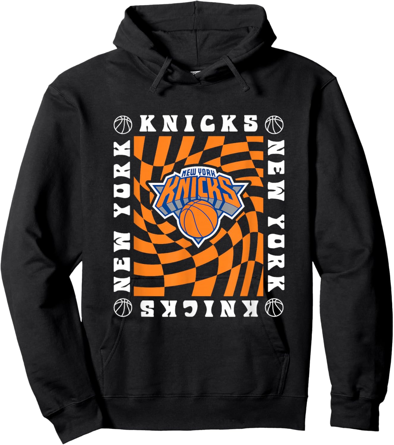 NBA New York Knicks Retro Checkerboard Wave Hoodie - Hoodie | Black