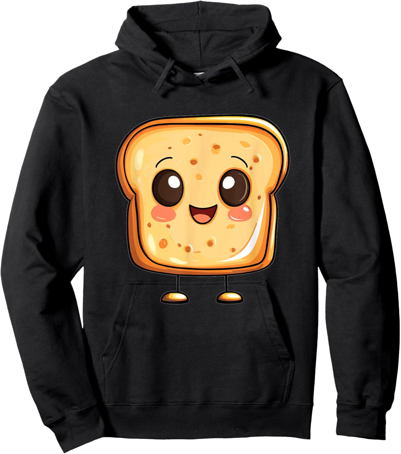 Adorable Toast Cartoon Hoodie - Hoodie | Black