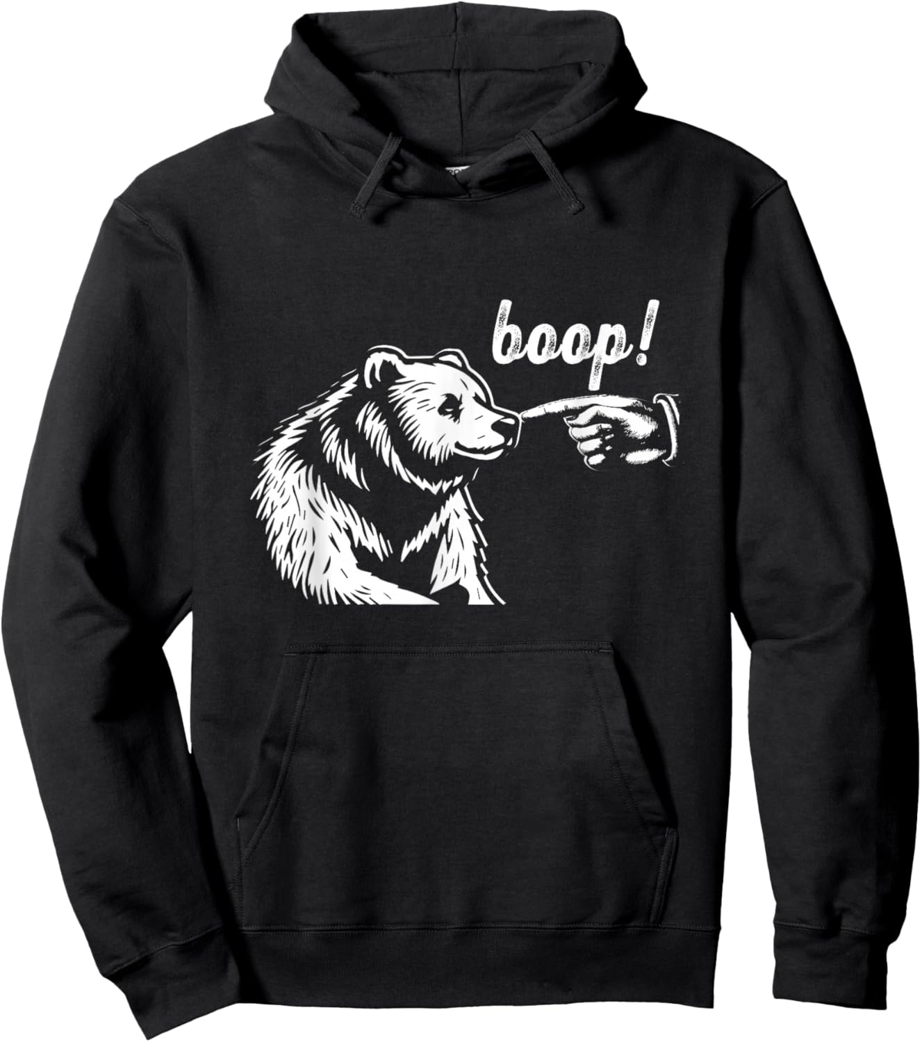 Boop Bear Funny Hand Touch Bear Nose Wildlife Animal Meme Hoodie - Hoodie | Black