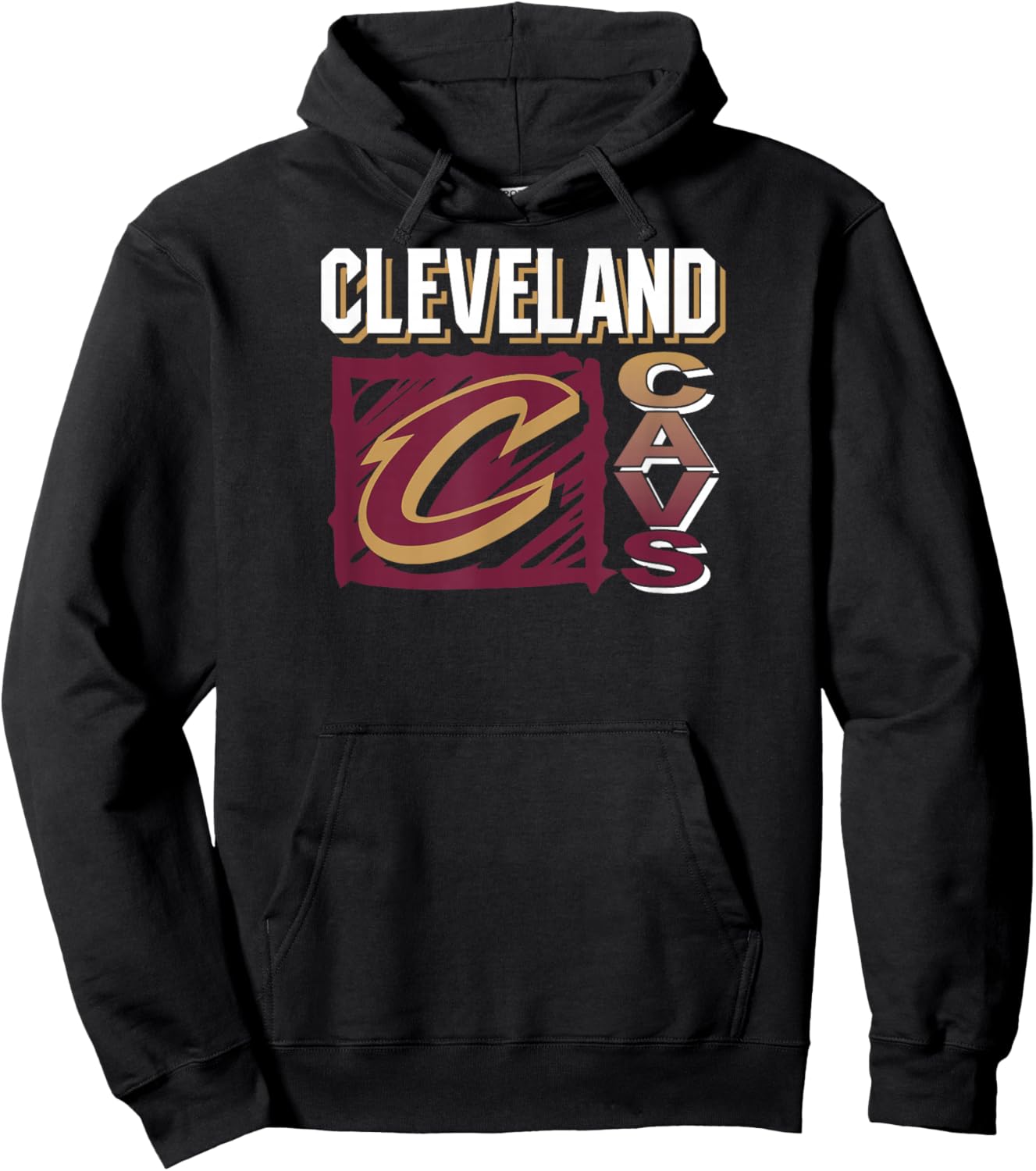 NBA - Cleveland Cavaliers Scribble Square Black Hoodie - Hoodie | Black