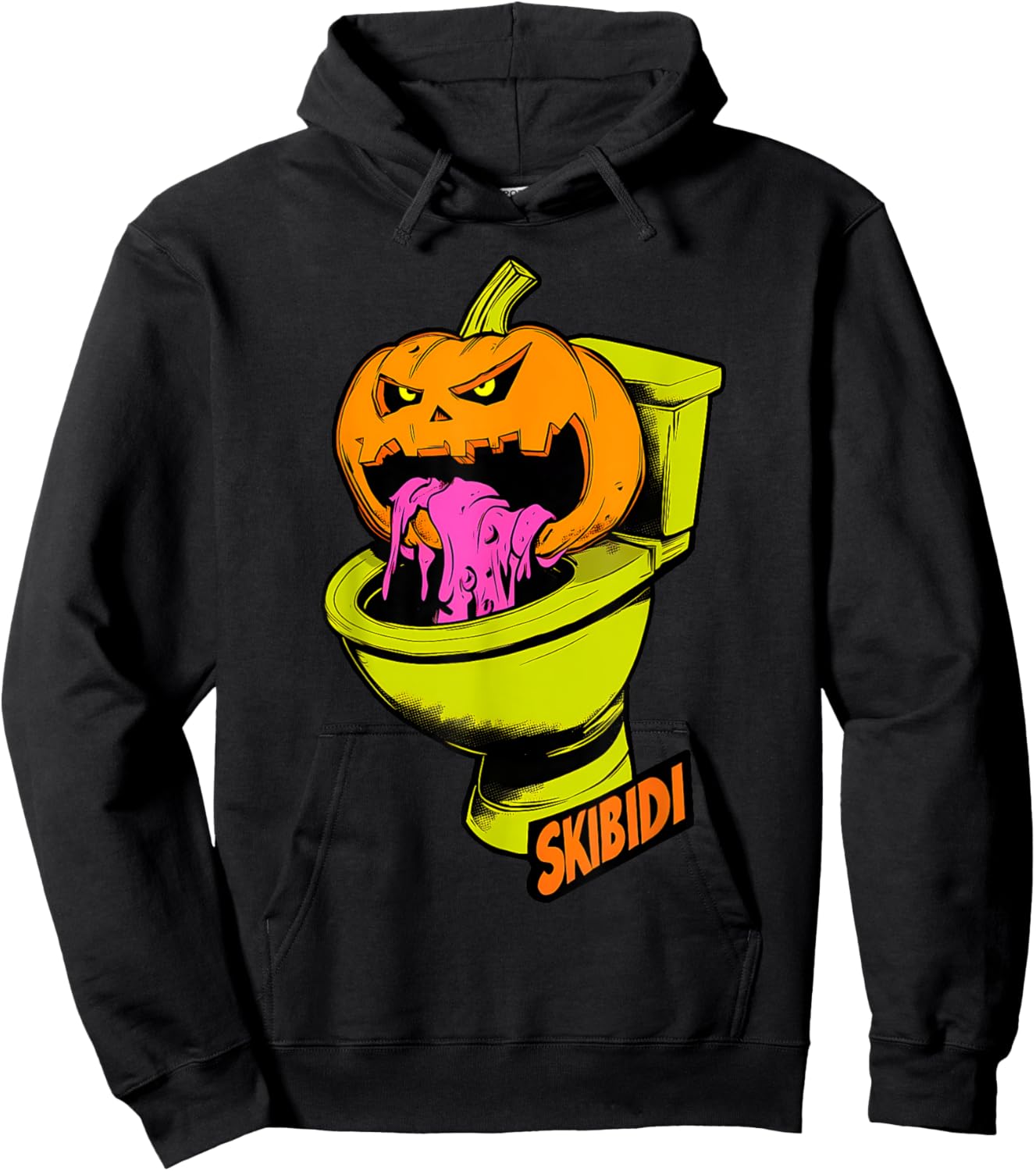 Skibidi Pumpkin Funny Halloween Toilet Kids Fun Crazy Slang Hoodie - Hoodie | Black
