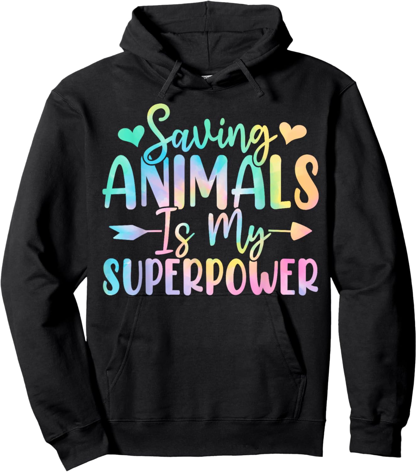 Saving Animals Is My Superpower Tie Dye Animal Activist Hoodie - Hoodie | Black