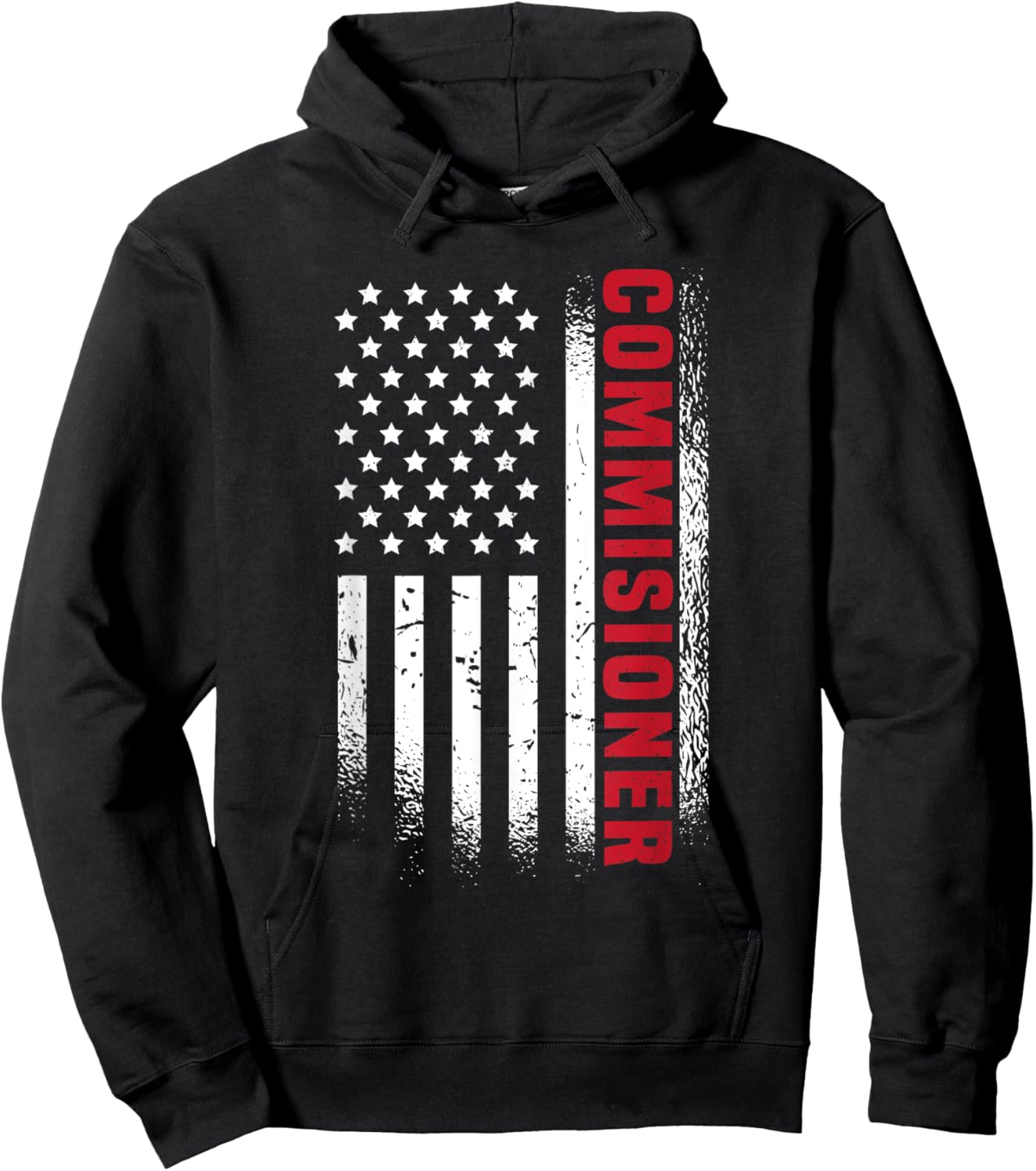 Fantasy Football Commissioner American Flag Fantasy Commish Hoodie - Hoodie | Black