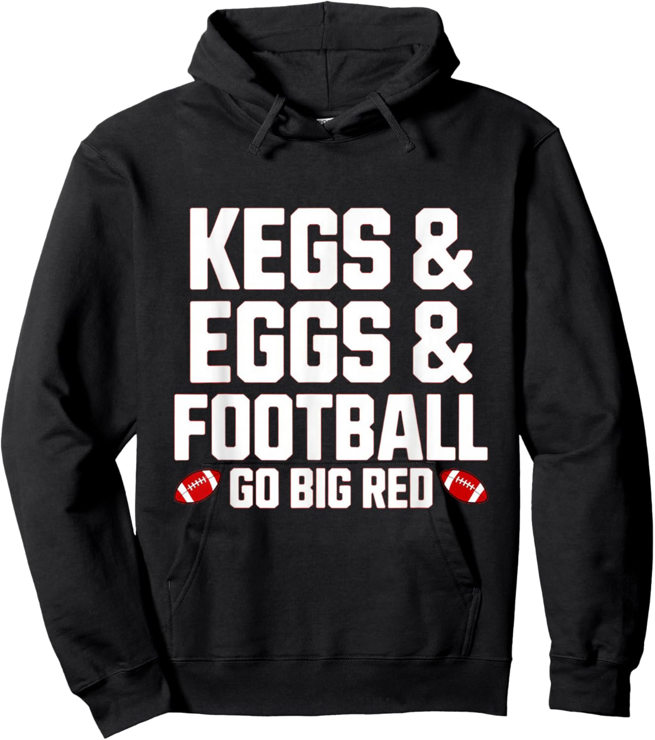 Kegs, Eggs & Football Let's Go Funny Red Hoodie - Hoodie | Black