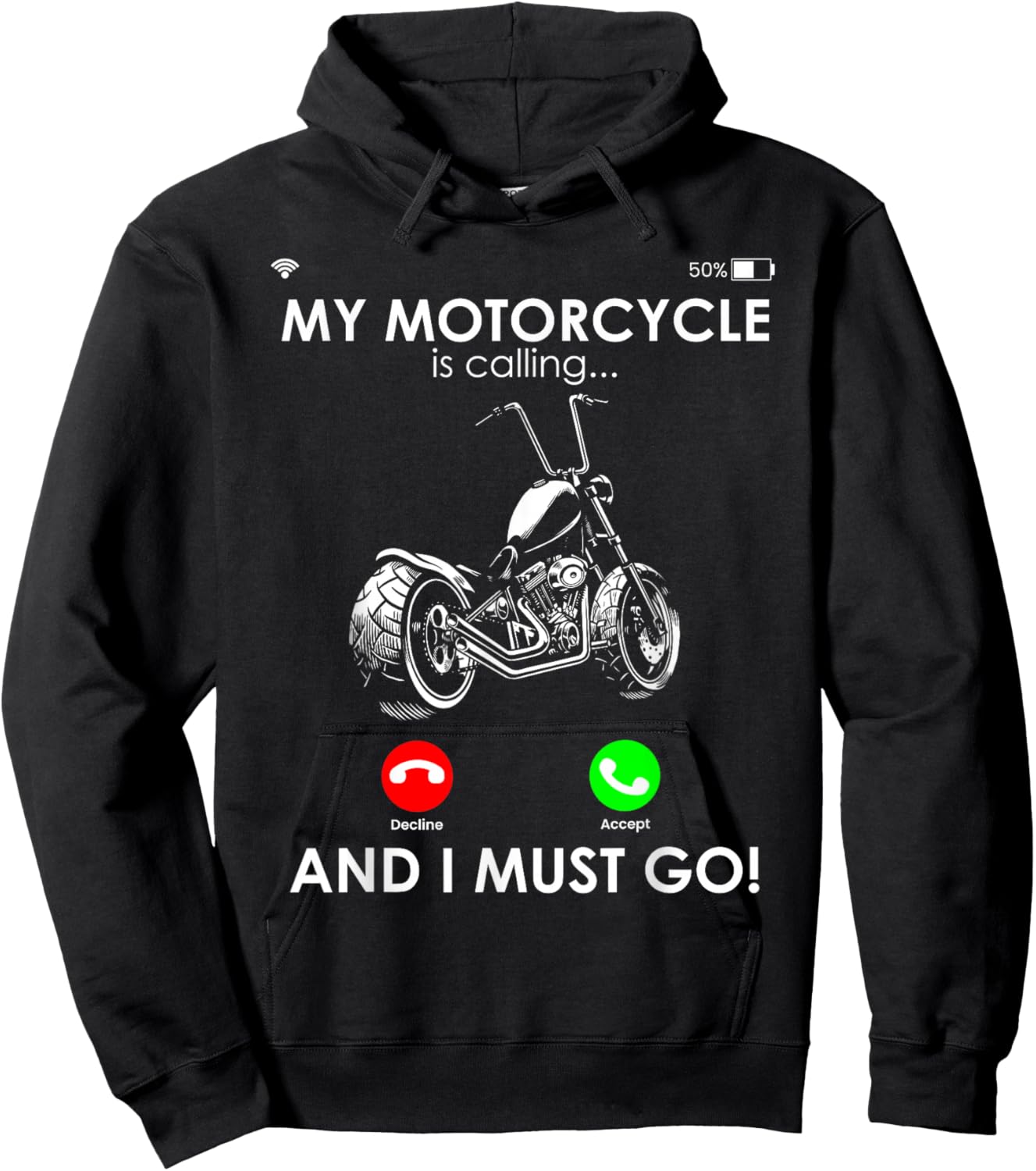 MY Motorcycle IS CALLING... AND I MUST GO! Motorcycle Driver Hoodie - Hoodie | Black