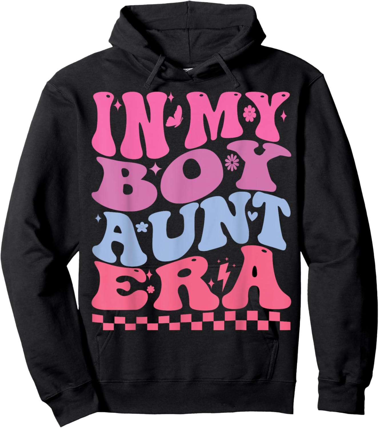 In My Boy Aunt Era Groovy Aunt Retro Aunt Funny Hoodie - Hoodie | Black