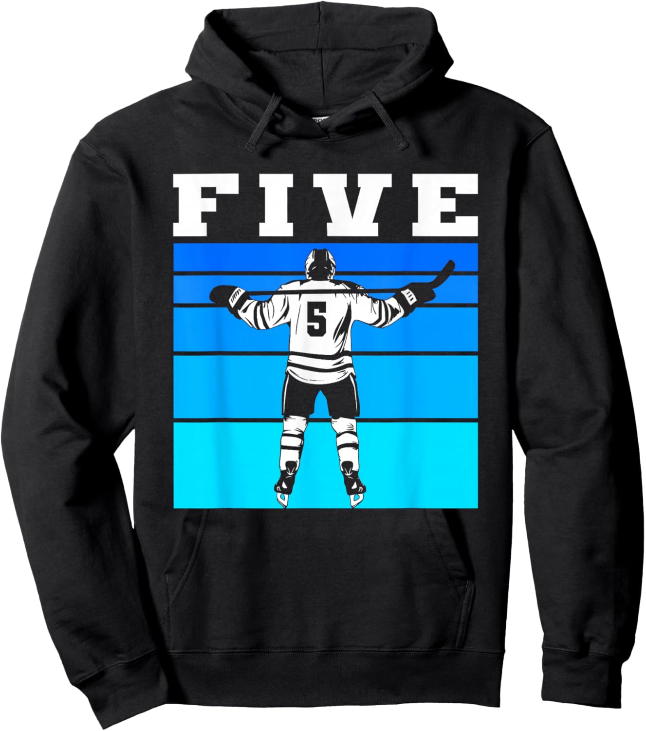 Hockey Boy 5th Birthday Five Ice Hockey Birthday Party Hoodie - Hoodie | Black