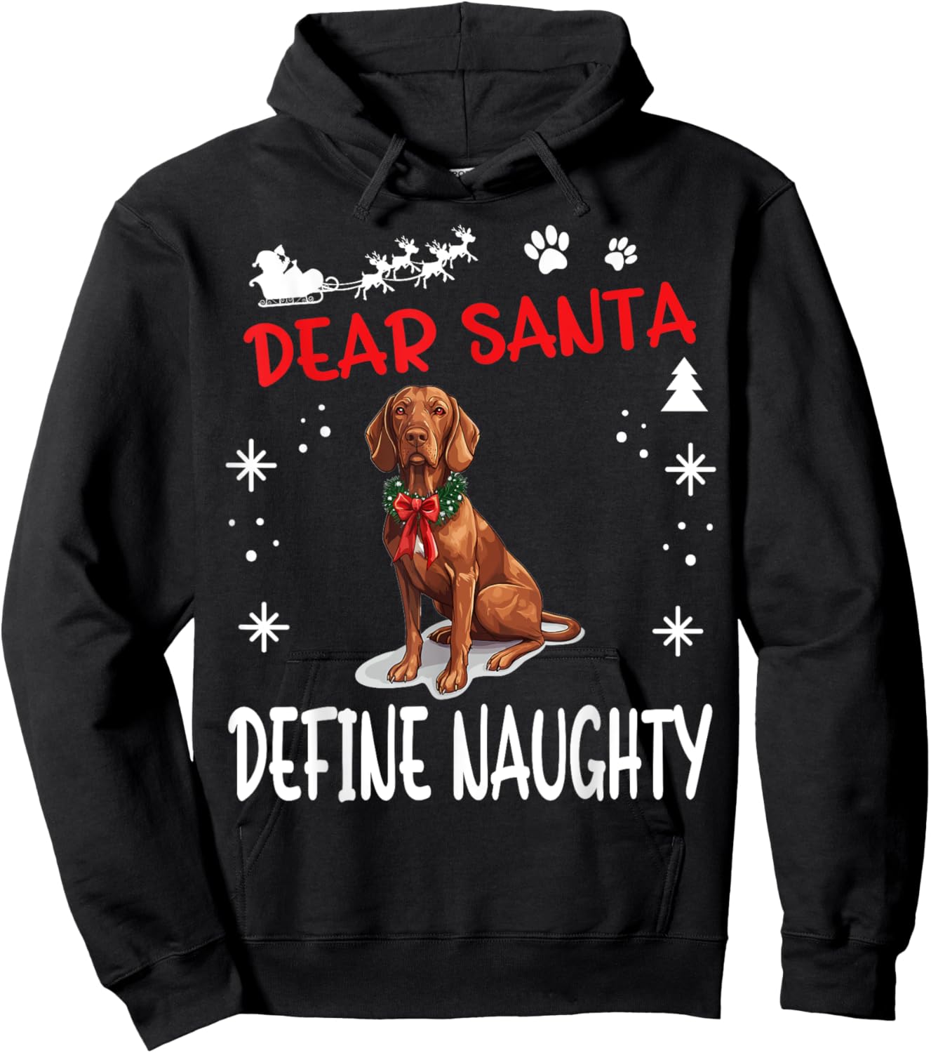 Cute Redbone Coonhound Dog Christmas Dear Santa Define Women Kids Hoodie - Hoodie | Black
