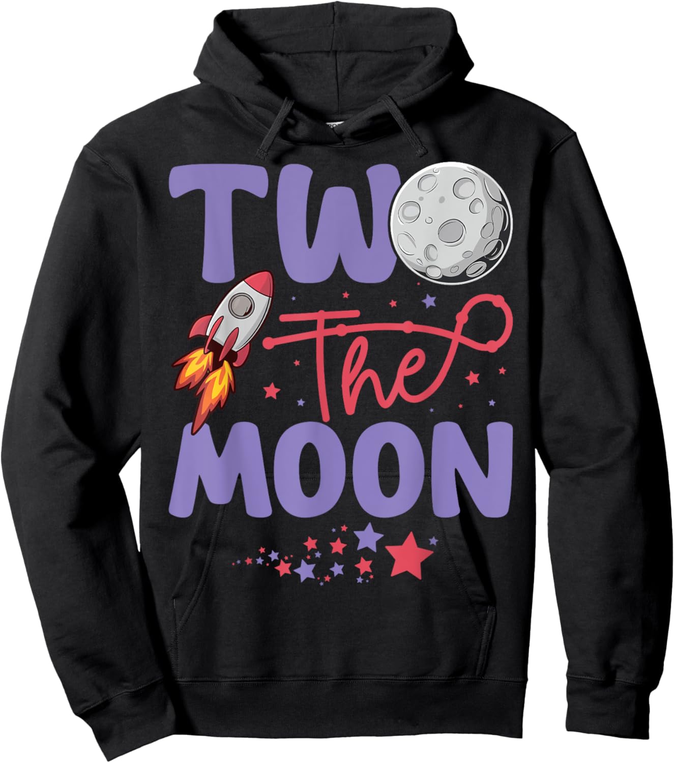 Two The Moon Birthday Outfit Girl 2 Year Old 2nd Birthday Hoodie - Hoodie | Black