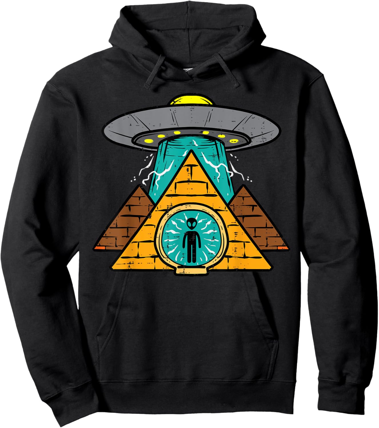 Alien Ufo Pyramid Funny Conspiracy Science Men Women Kids Hoodie - Hoodie | Black