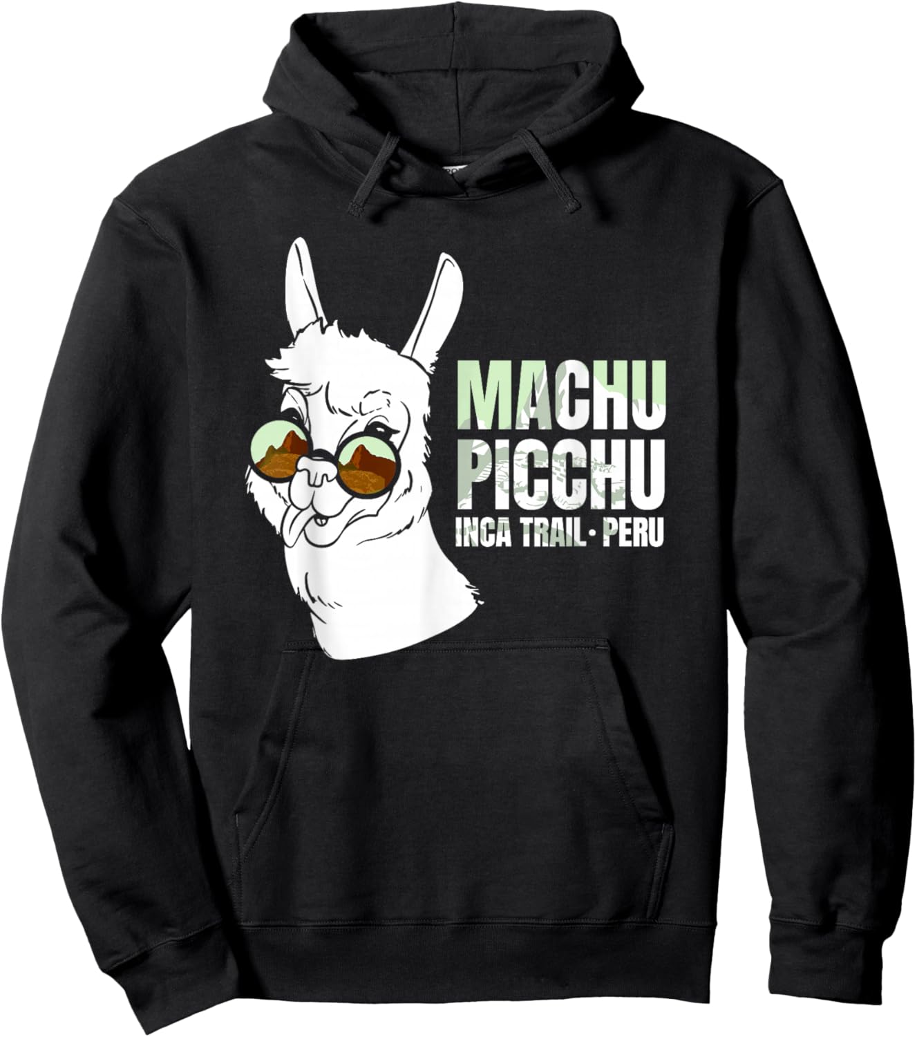 Machu Picchu Inca Trail Peru Llama Cultural Heritage Ruins Hoodie - Hoodie | Black