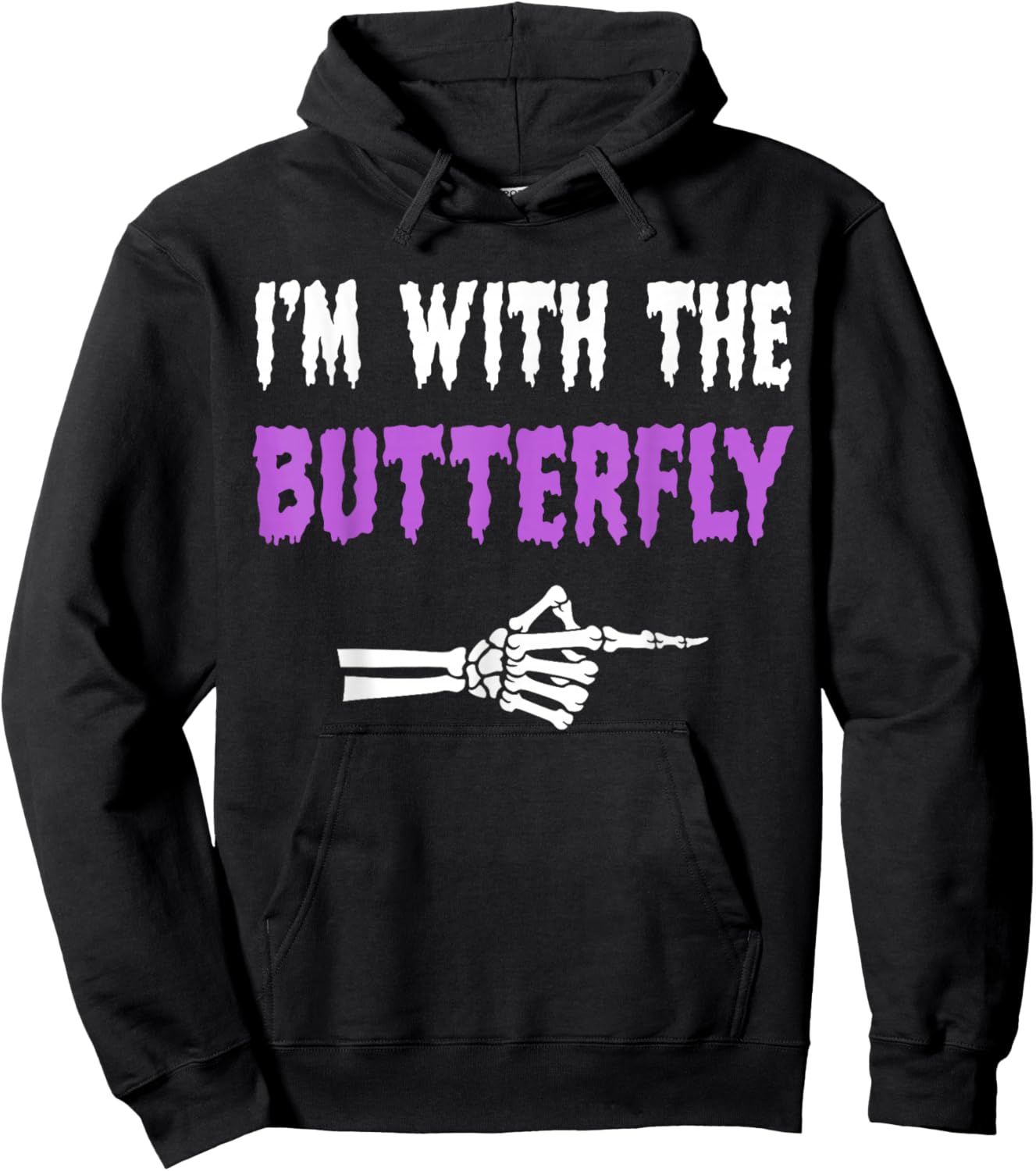 I'm With Butterfly Party Matching Couples Halloween Costume Hoodie - Hoodie | Black