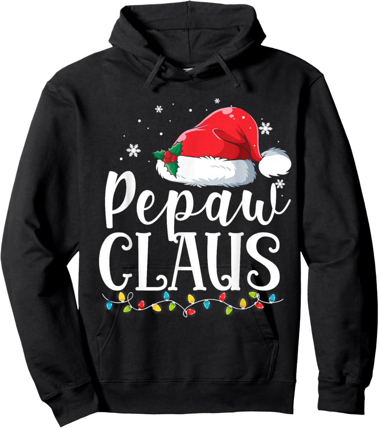 Pepaw Claus Christmas Family Matching Pajamas Funny Xmas Hoodie - Hoodie | Black