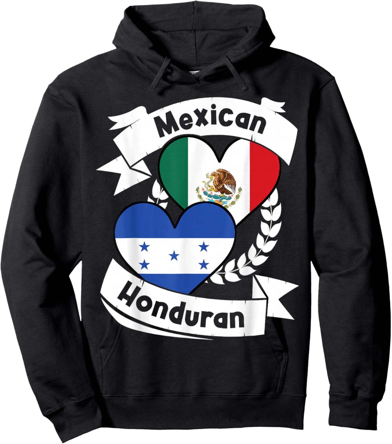 Mexican Honduran Heart Flags Mexico Honduras Hoodie - Hoodie | Black